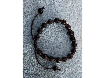 Armband Svarta pärlor L 18-30 cm !