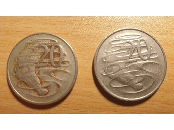 Australia 1971 & 1981 - 20 Cents Copper-Nickel Coin, Platypus,Queen Elizabeth II