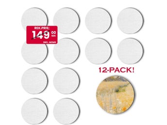 Set med 12st runda magnetiska målardukar • 7,5 x 7,5 cm • För Akryl, olja mfl •