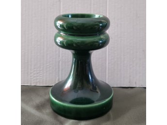 Mörkgrön ljusstake i Op Art-stil / Tysk 1960-70tal ? / vintage
