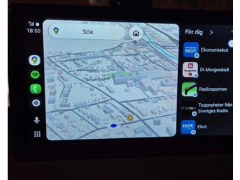 CarPlay & Android Auto Bilskärm Trådlös + Backkamera 12 LED