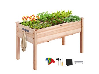 Upphöjd planteringslåda i trä 120×58×76 cm för blommor och grönsaker