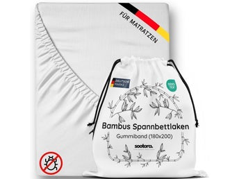 Sootora Bamboo Lakan 180x200 cm, Smidigt och svalkande lakan, Anti-Svett Lakan