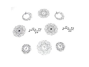 10 st runda dekorationer/toppers till scrapbooking, journal, mm - musiknoter