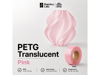 Bambu Lab PETG Translucent Rosa/Pink Filament, 1.75 mm, 1 kg, Refill