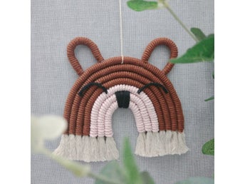 Handgjord Macrame björn Väggdekoration