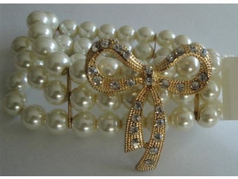 Vacker armband strass fluga vita pärlor, ny