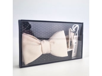 ETON fluga Bow Tie – Ready Tied Siden Silke Off White