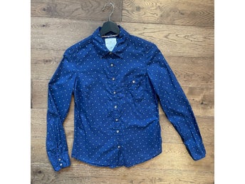 Skjorta, blus, 36, L.O.G.G. H&M, prickig, blå, vitprickig, bomull