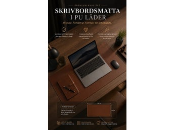Skrivbordsmatta i PU-läder, 50x30 cm