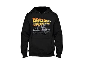 Back To The Future Svart Hoodie Tröja Svart Strl S Ny