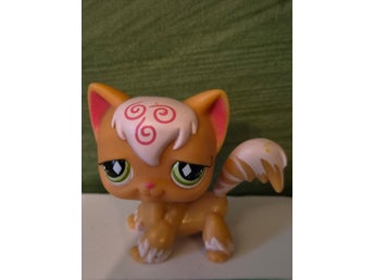 LPS Littlest Pet Shop #1120 Orange Katt med Gröna Ögon