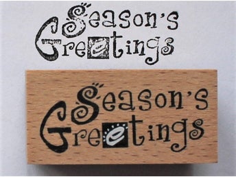 season´s greetings - Stämpel monterad på trä 40x20mm