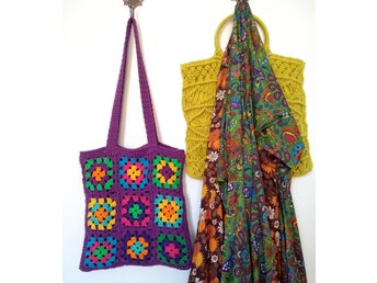 Virkad Väska Retro 60tal 70tal Hippie Bohem Boho Mod Psykedelisk