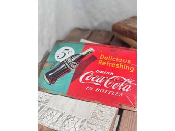Coca-Cola plåtskylt retro reklam 30x20 cm