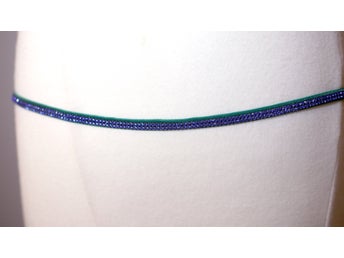 Vintage green velvet self-tie hip belt with plastic stones-circa 90s-Weight 14g