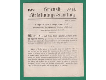 SFS 1872-63 Willkoren för tidnigars postbefordran