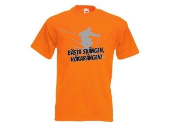 HÖKARÄNGEN BÄSTA SVÄNGEN Orange t-shirt HELT NY - STORLEK LARGE