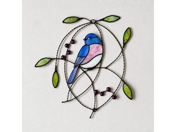 Stained Glass Pigeon / Dove Suncatcher Hanging Art – Window & Wall Decor
