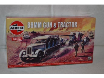 88mm Flak Gun & Traktor Bandvagn Tyskland WW2 1:76 Airfix Plastbyggsats Ny