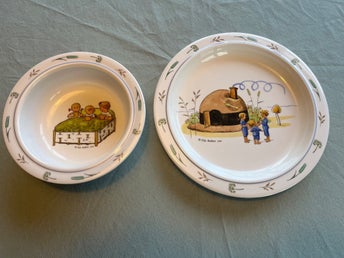 Elsa Beskow barnskål och tallrik i melamin, märke Rätt Start