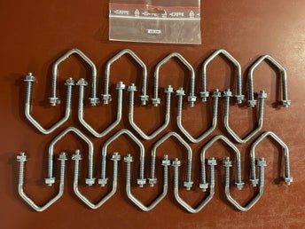 Monteringsbygel (id01282) 20st för 2 tum rör + 40st M8 kragmuttrar Mått se blder