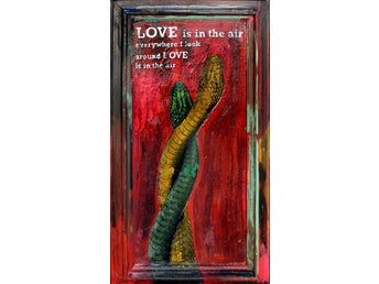 LOVE IS THE AIR John Paul Young Orig.målning av Sten G 36x64 cm (Djur i dur)
