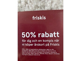 Rabattkort på Friskis (vissa orter) 50 procent