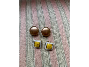 Retro Två par örhängen clips i fint design, vintage