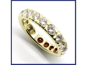 Ring, 18K guld, allians naturliga briljantslipade diamanter (2,16ct, stl 17,5mm)