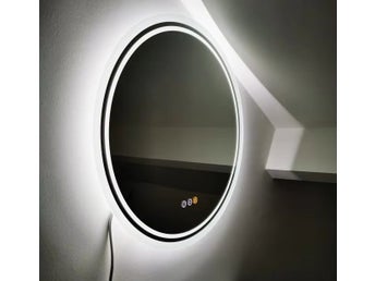 Ø60cm 24W anti-dimma rund badrumsspegel med ljus,väggmonterad dimbar sminkspegel