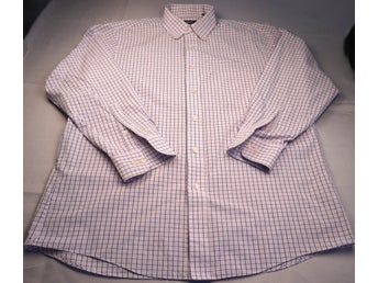 Chaps Oxford Skjorta Lila Vit Rutig Regular Fit Large Vintage Business Casual