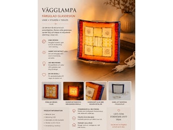Retro vägglampa med skärm i färgat glas – dekorativ