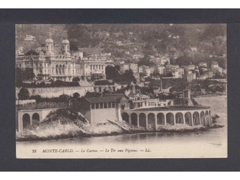 Monaco / Monte Carlo. Topografiskt motiv. Äldre kort från tiden.