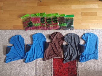 Parti med 73 st ansiktsmasker/balaclavas för sport och fritid, flera färger