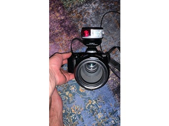 Minolta Dynax SPxi systemkamera med två objektiv och blixt