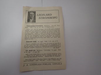 Blandat urval av J.A. Lindblads Förlag: Leonard Strömberg, Alfred Smedberg