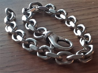 Grov fotlänk 8-9mm ankarkedja GFAB/Guldfynd i massiv 925 Sterling äkta