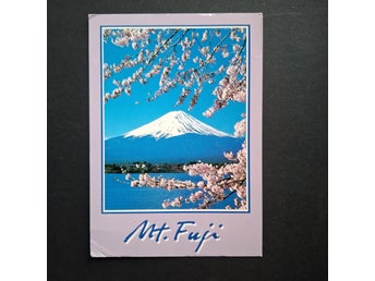Vykort med motiv av Mt. Fuji och körsbärsblommor