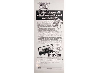MAXELL KASSETTBAND, REKLAM TIDNINGSANNONS 1978