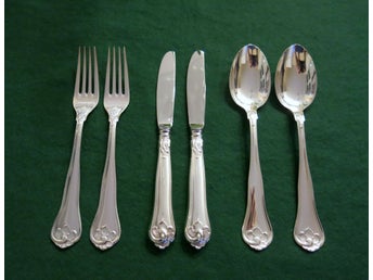 3x2 Bordsbestick Sachsisk I Äkta Silver Skick Som Nytt!