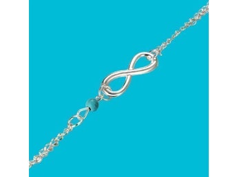 Charmig Infinity med turkos pärla Ankel Smycken/armband NYHET