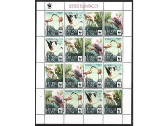 Sierra Leone 2017 Mindre flamingo fåglar 4x4v i helark WWF
