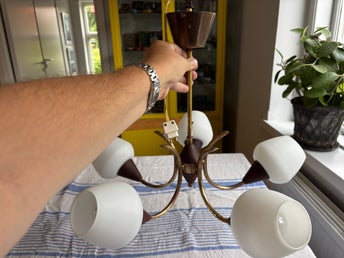 Svensk Femarmad Taklampa Swedish Modern 50-tal Retro