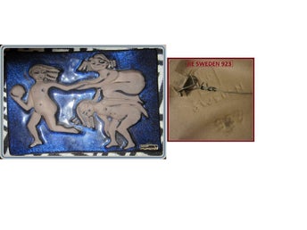 Vintage Samlar Design JIE SYS MARSTRAND Keramiktavla Lekande Flickor Relief