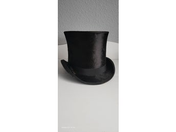 Antik cylinderhatt ca 1900-F.L. Olsson Hattmakare Stockholm - original hattask