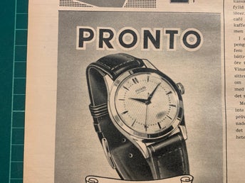 Retro-annons ”Pronto – Ett vardagsur i lyxklass” från 1953