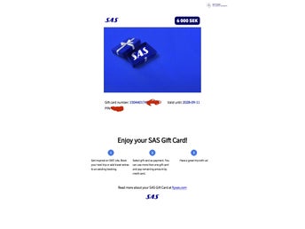 Presentkort SAS 6000kr, giltigt till 2028-09-11