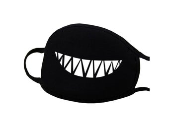 Ansiktsmask - Svart - Stor mun - Maskerad