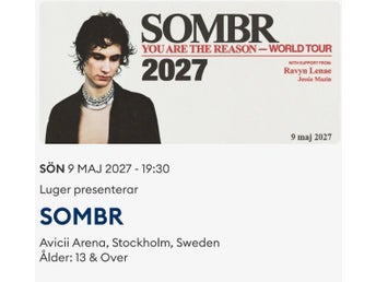 SOMBR – COMEBACK I STOCKHOLM! 9:e Maj 2027, 2 stå PIT right